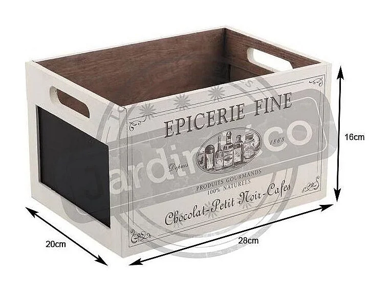 Caisse en bois épicerie fine avec ardoise