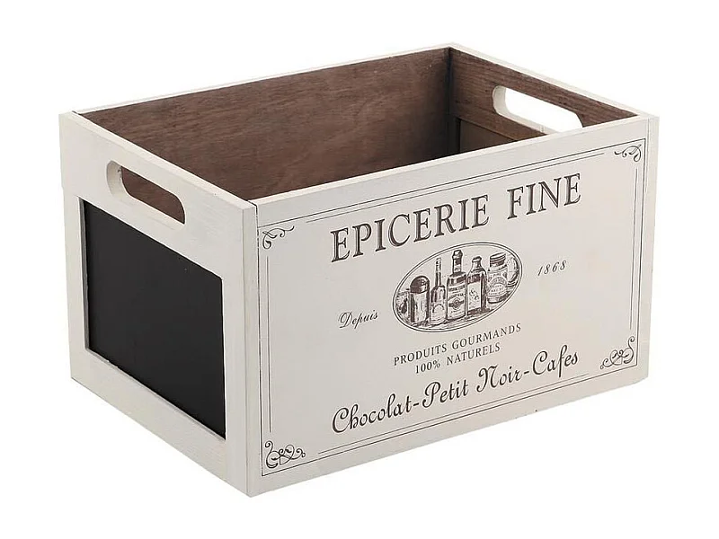 Caisse en bois épicerie fine avec ardoise