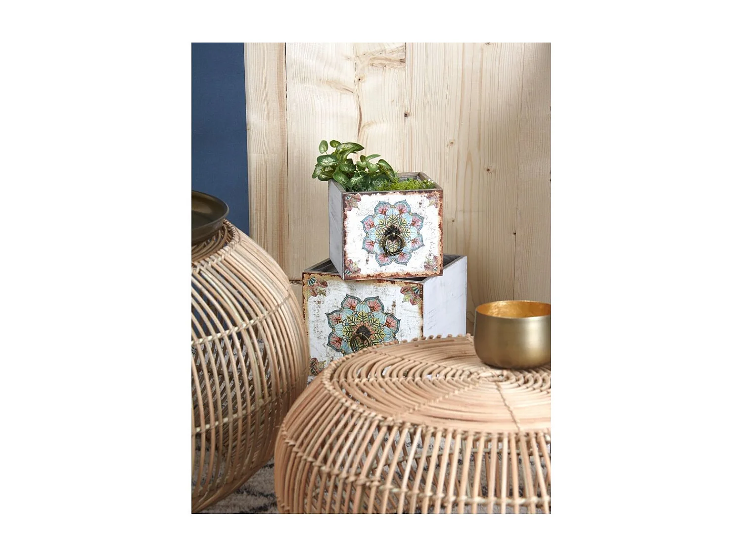 Corbeilles tiroirs motif mandala