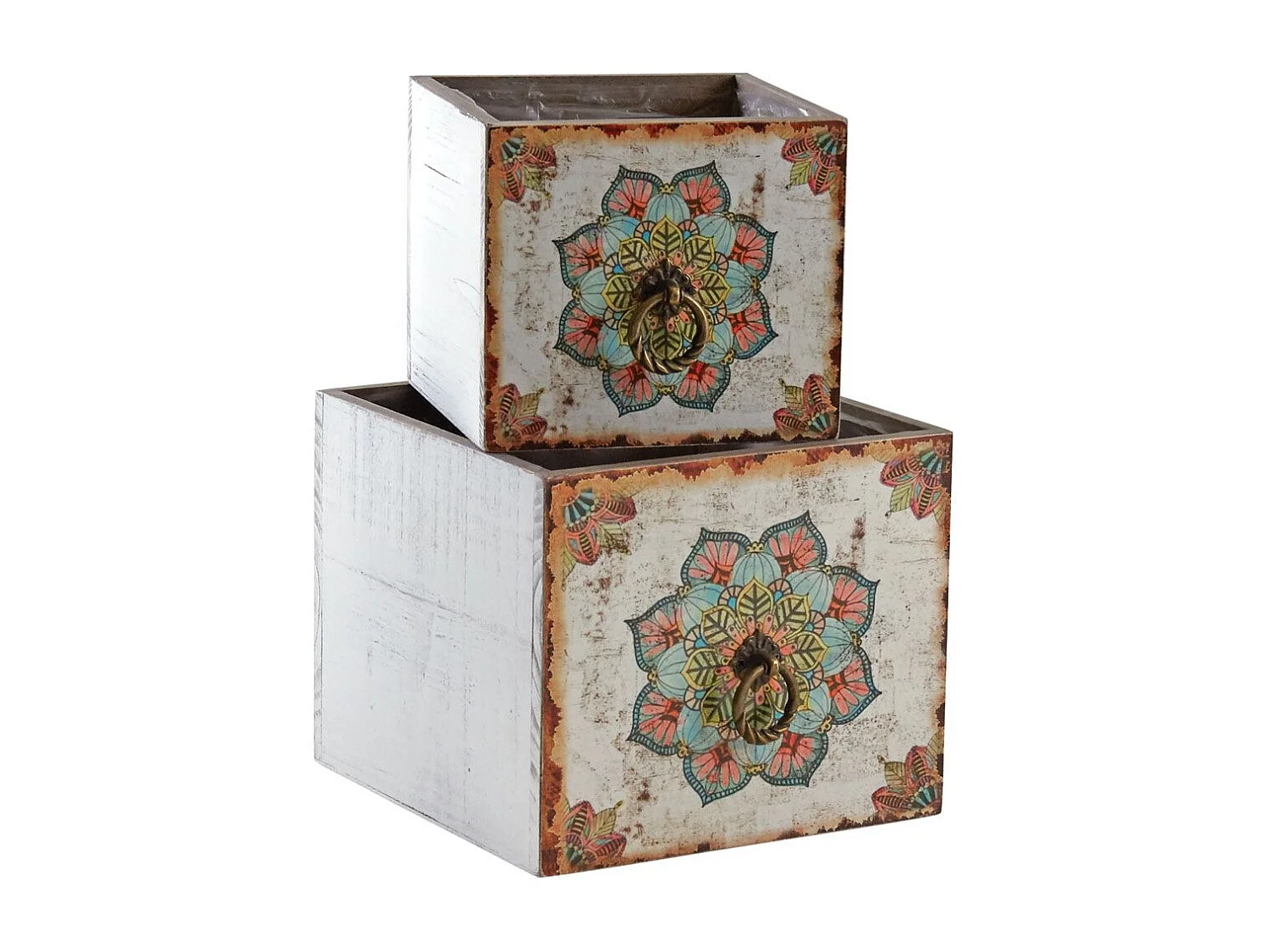 Corbeilles tiroirs motif mandala