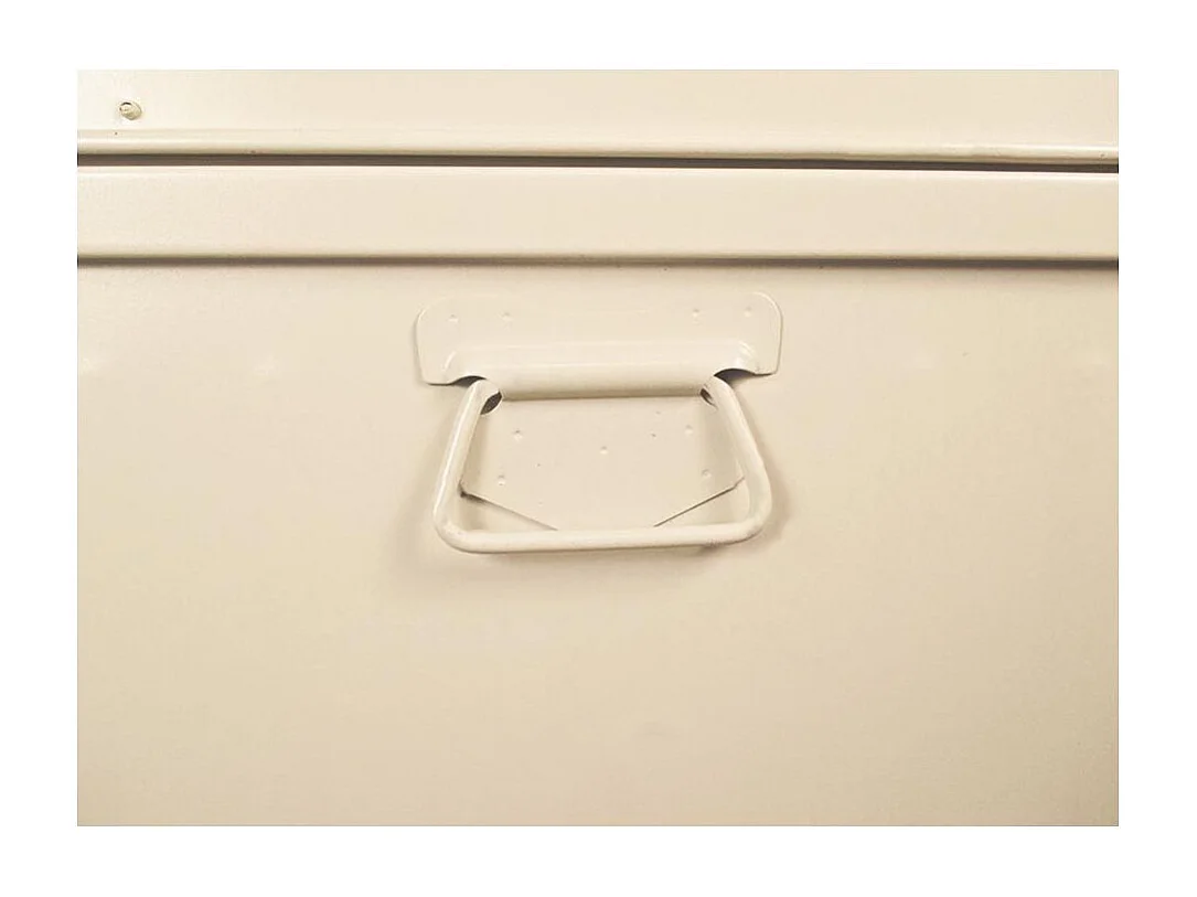 Malle métallique crème avec poignée simili cuir - Lot de 2