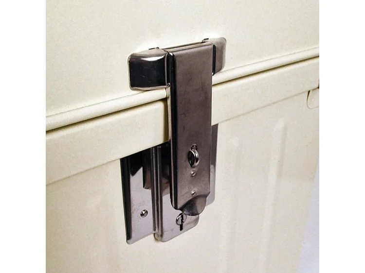 Malle métallique crème avec poignée simili cuir - Lot de 2