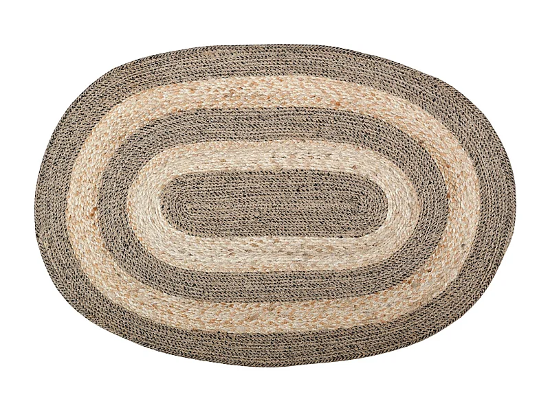 Tapis ovale en jute naturel et noir
