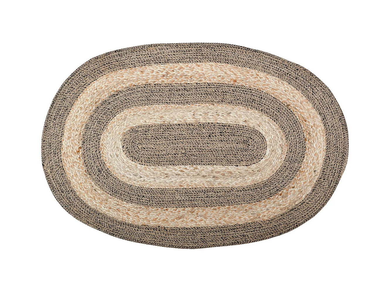 Tapis ovale en jute naturel et noir