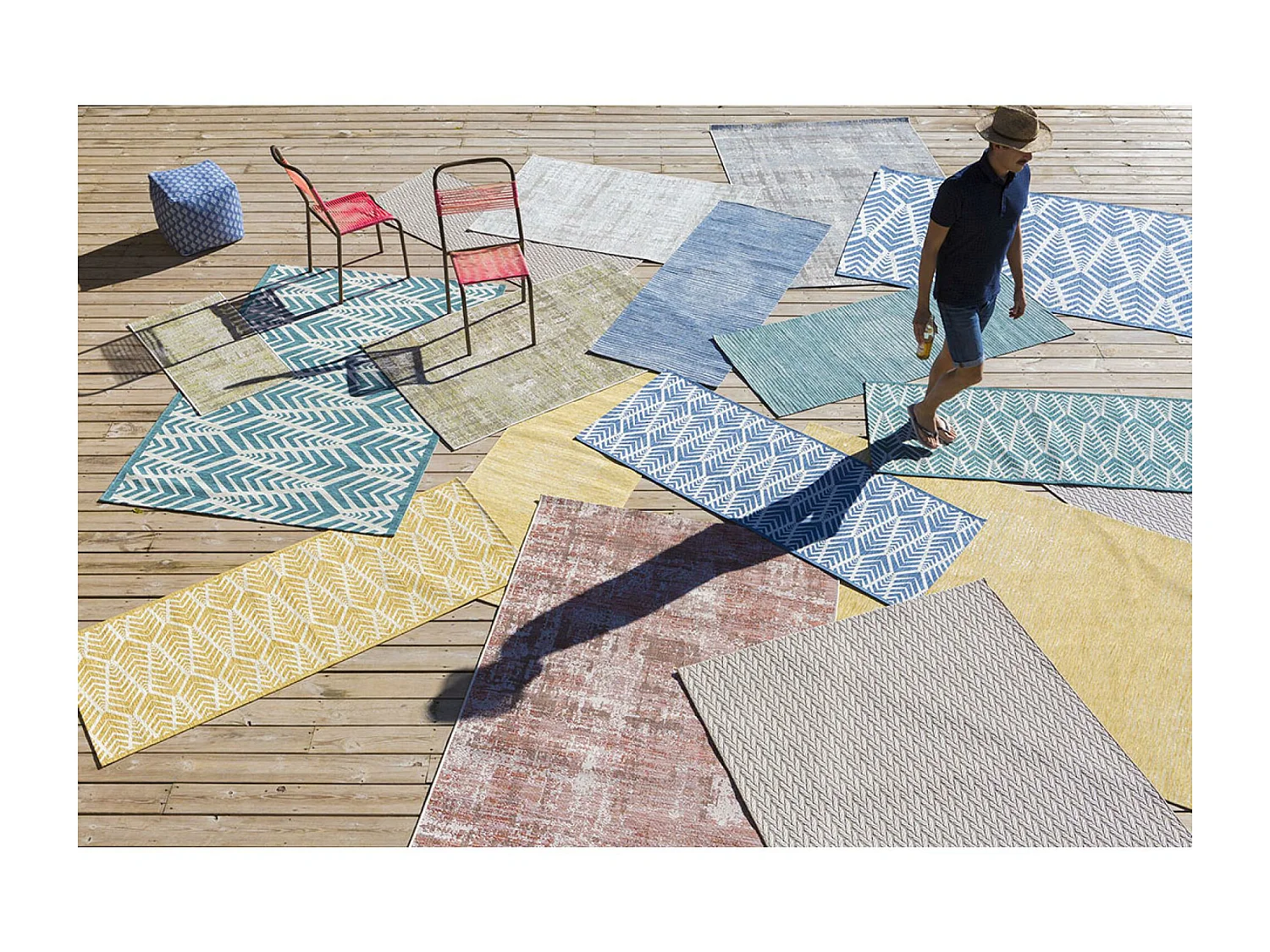 Tapis rond en polypropylène acier Catania