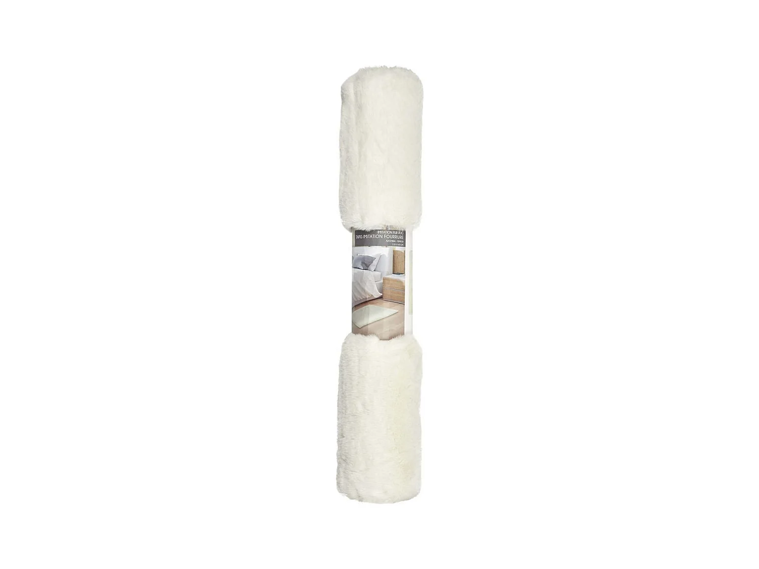 Tapis Imitation Fourrure Fin Ecru 110x60cm Beige