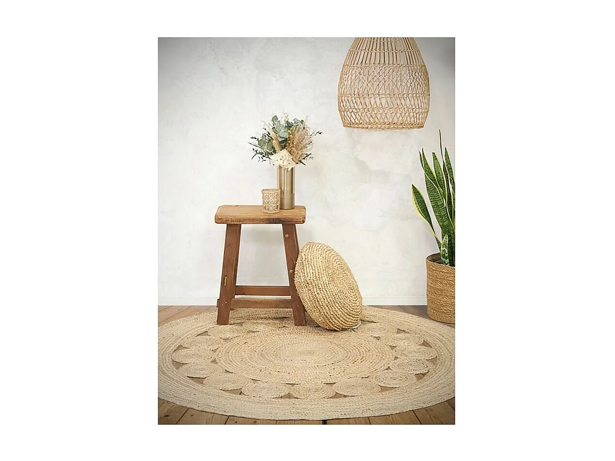 Tapis rond en jute naturelle ajourée Diamètre 180cm