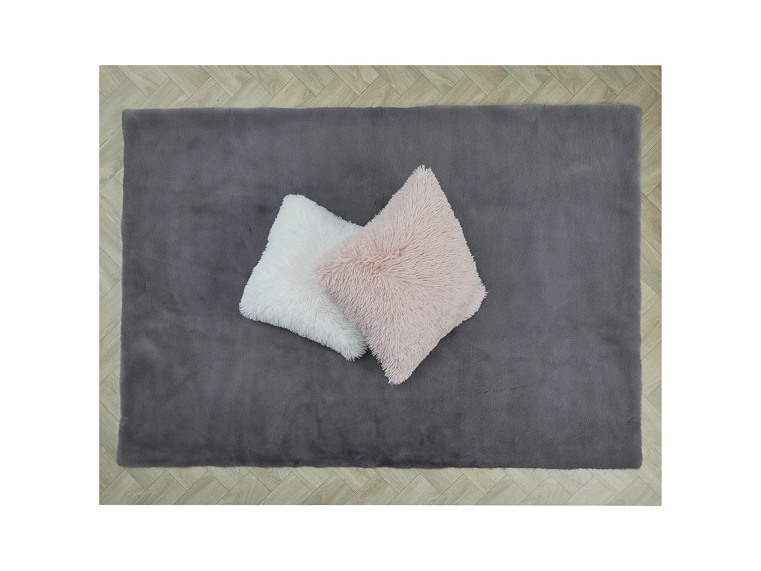 Tapis Imitation Fourrure Fin Gris 120x170cm Argent, Gris