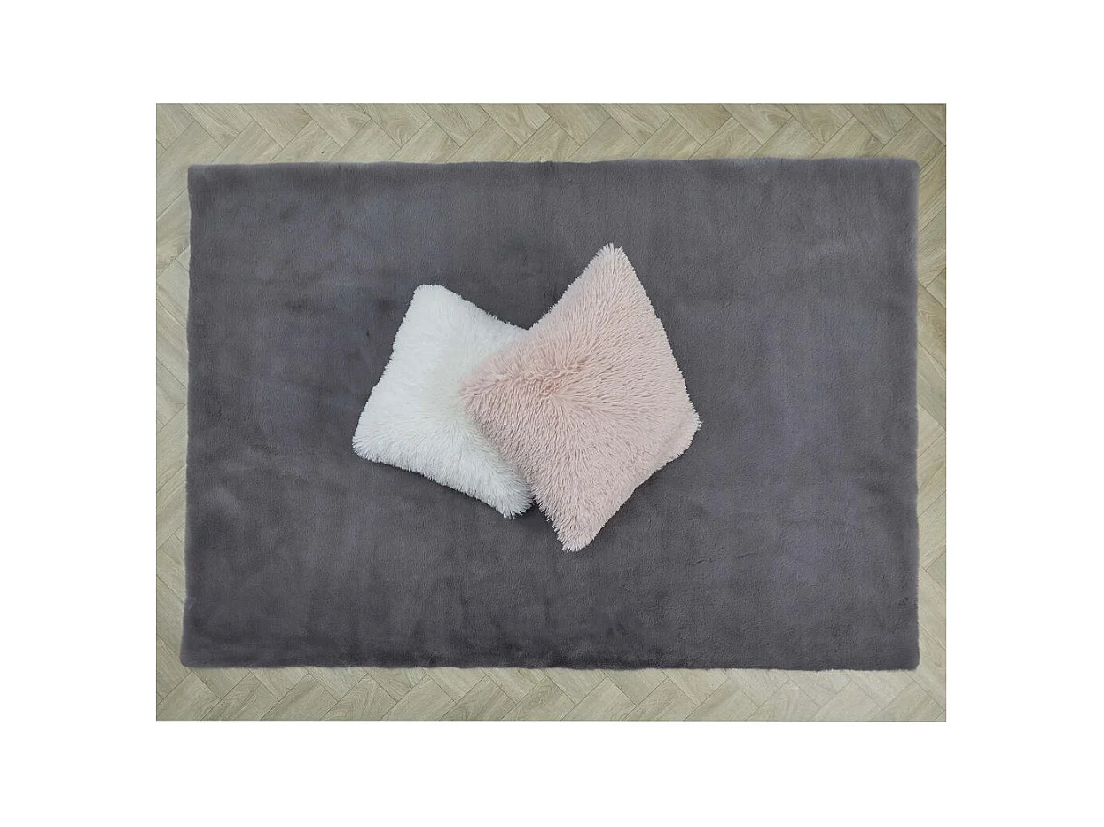 Tapis Imitation Fourrure Fin Gris 120x170cm Argent, Gris