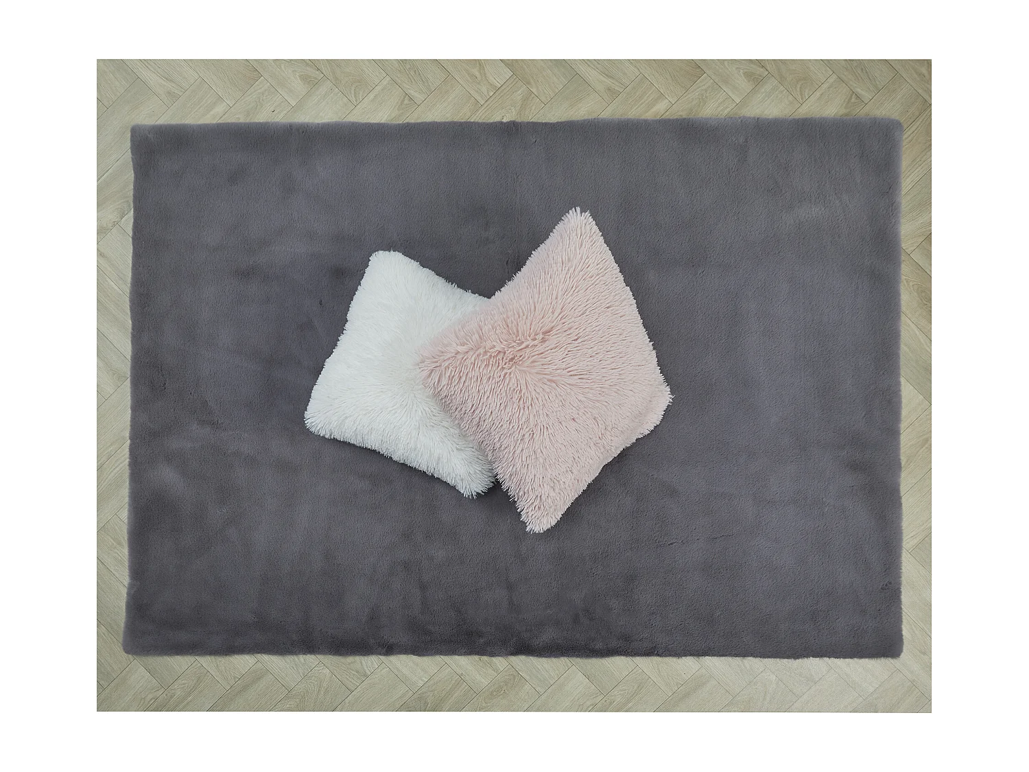 Tapis Imitation Fourrure Fin Gris 120x170cm Argent, Gris