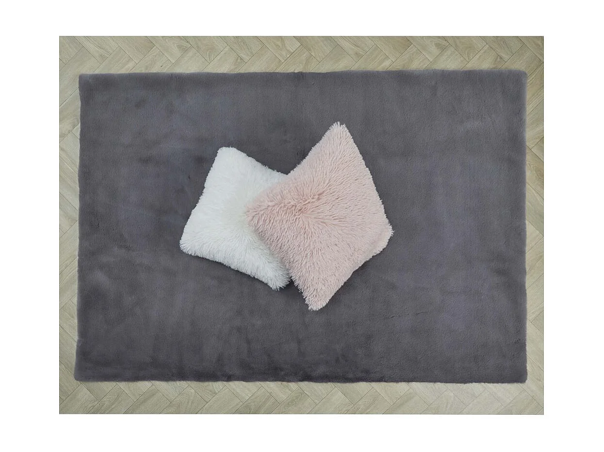 Tapis Imitation Fourrure Fin Gris 120x170cm Argent, Gris