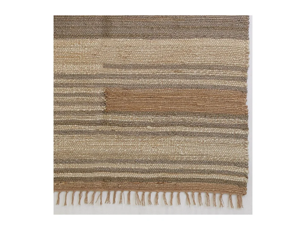 Tapis en jute naturel et coton naturel et teinté Ethnique Naturel et gris - 120 x 180 cm
