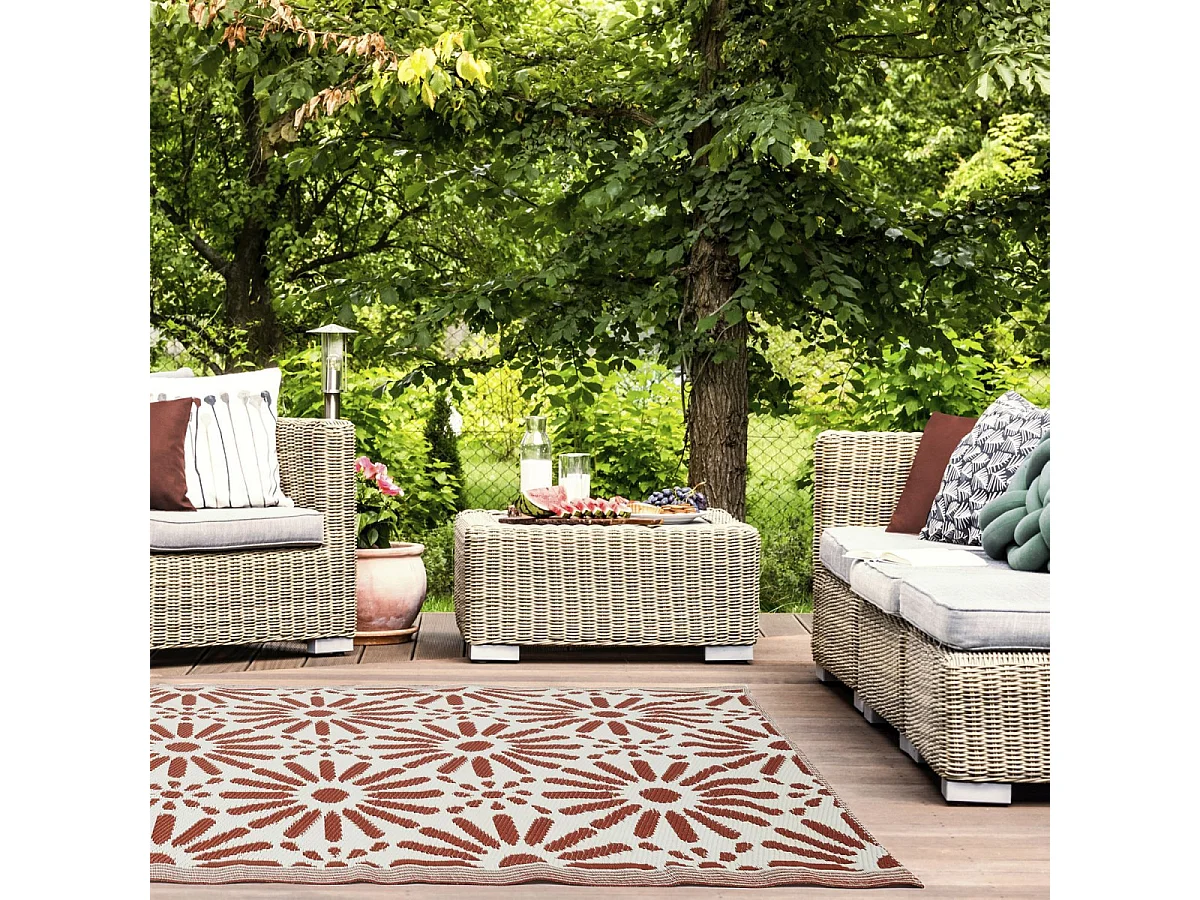 Tapis Déco Imprimé "Patio" 120x180cm Rouille