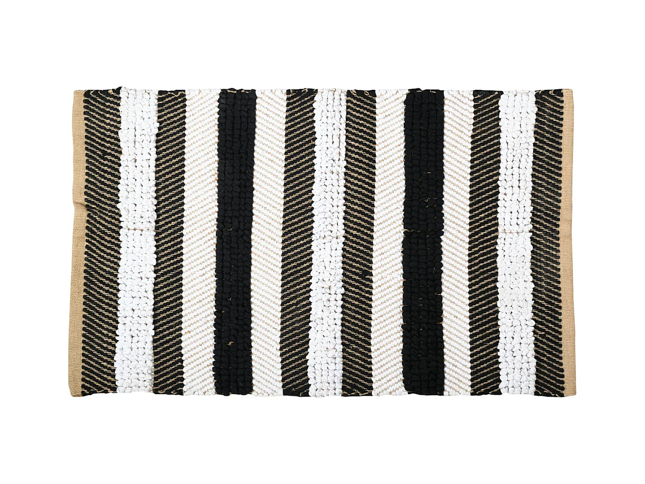 Tapis à rayures en jute naturelle et coton Zem