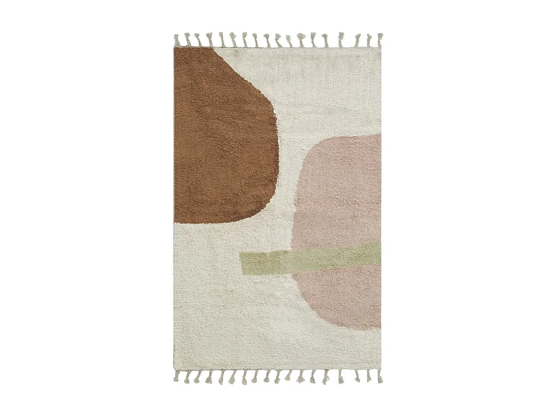 Tapis écru en coton Abstrait