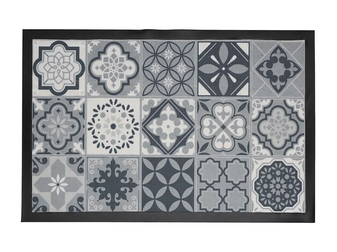 Tapis Déco à Motifs "Carreaux Ciment" 40x60cm Gris