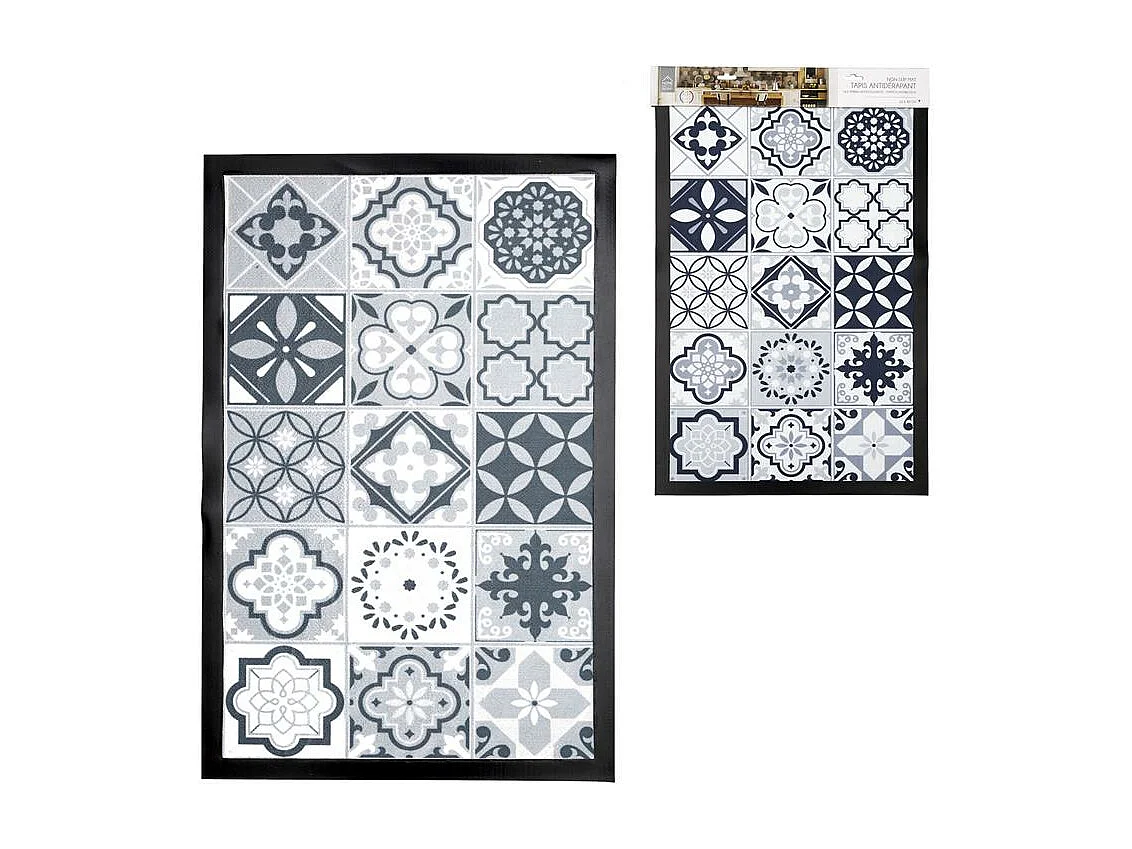 Tapis Déco à Motifs "Carreaux Ciment" 40x60cm Gris