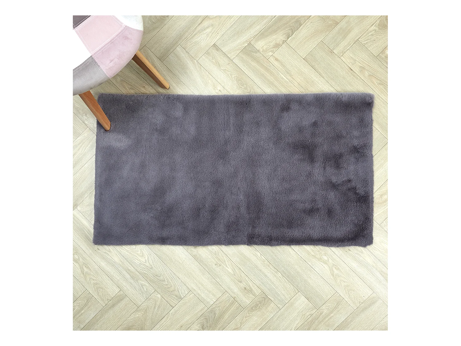Tapis Imitation Fourrure Fin Gris 110x60cm Gris