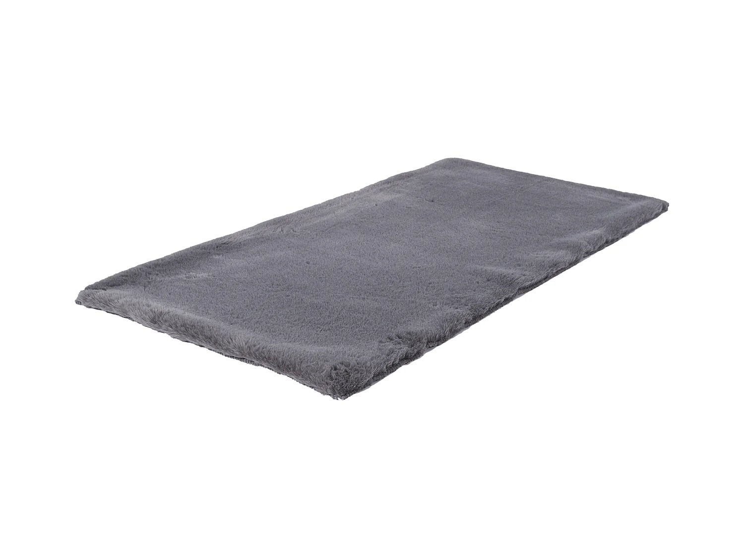 Tapis Imitation Fourrure Fin Gris 110x60cm Gris
