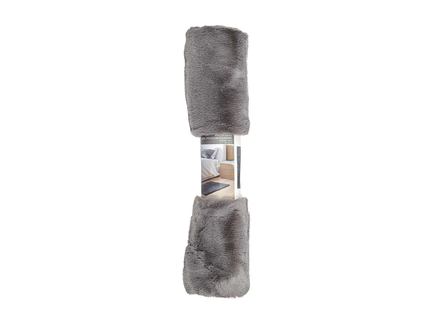 Tapis Imitation Fourrure Fin Gris 110x60cm Gris