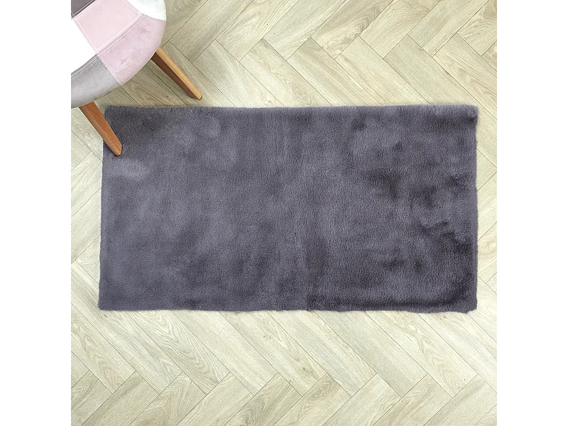 Tapis Imitation Fourrure Fin Gris 110x60cm Gris