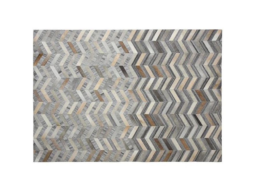 Tapis en peau de vache véritable Géométrique Gris