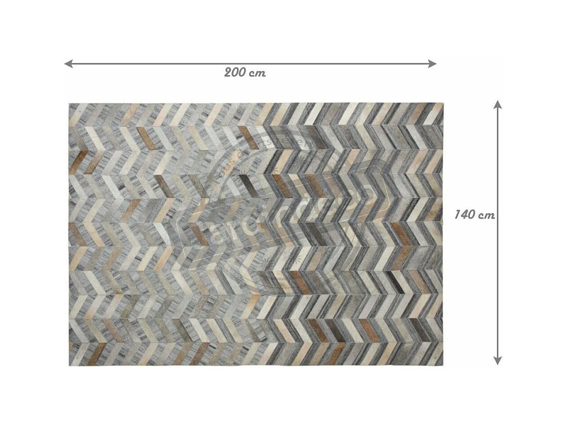 Tapis en peau de vache véritable Géométrique Gris
