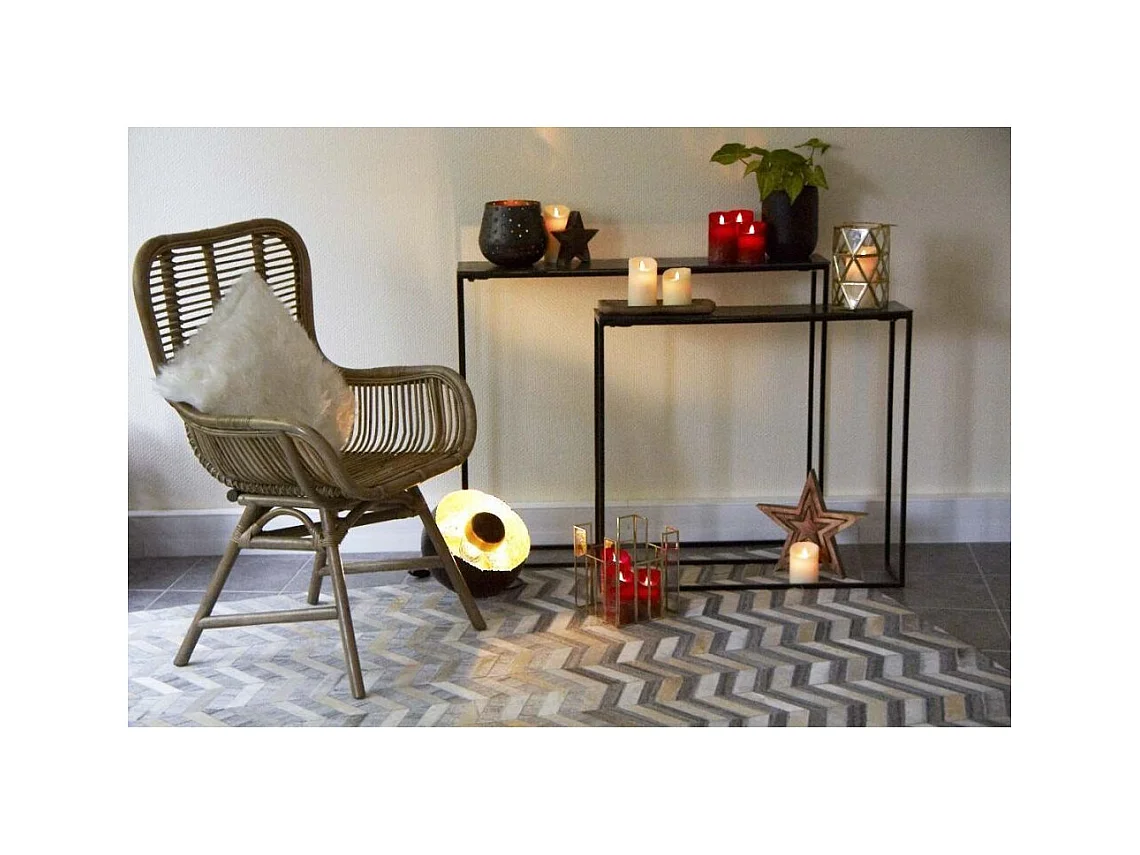 Tapis en peau de vache véritable Géométrique Gris