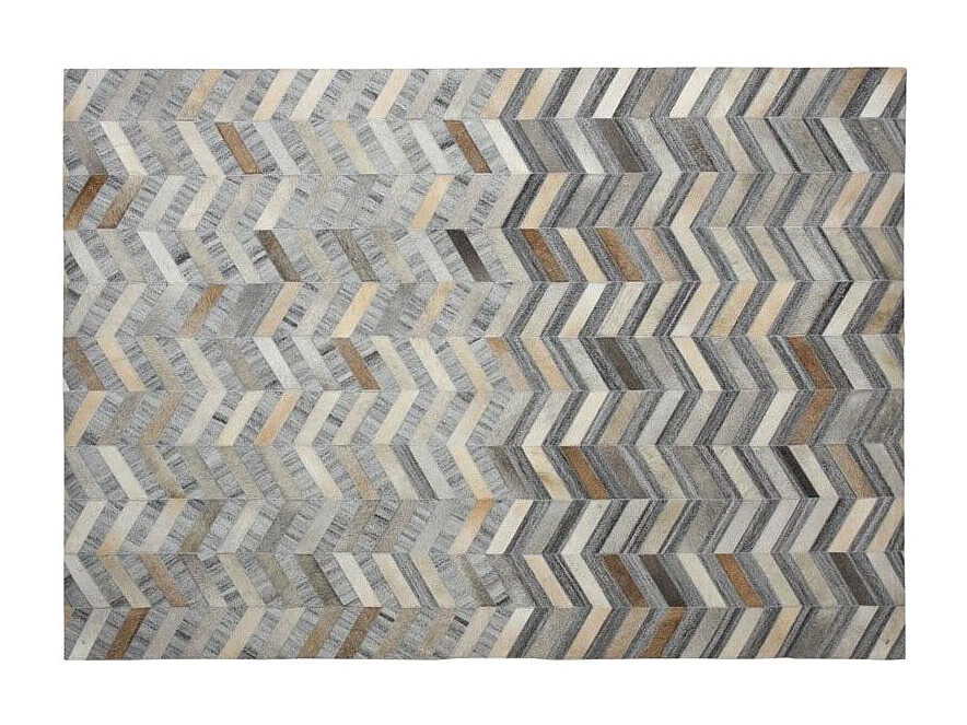 Tapis en peau de vache véritable Géométrique Gris