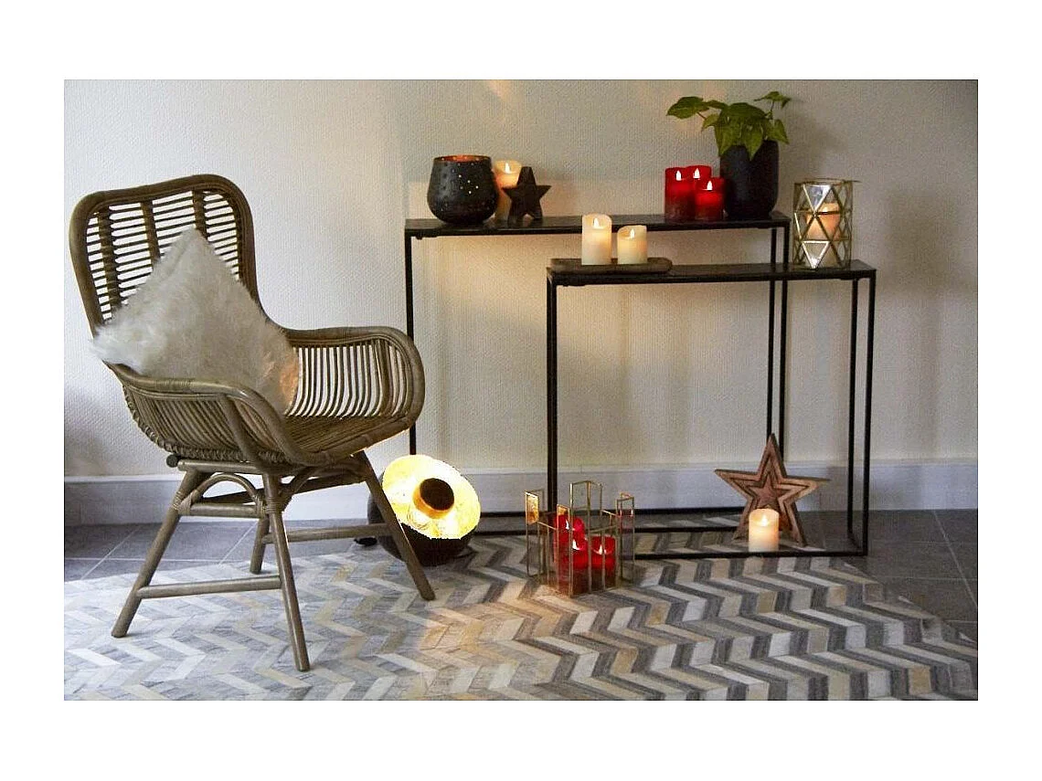 Tapis en peau de vache véritable Géométrique Gris