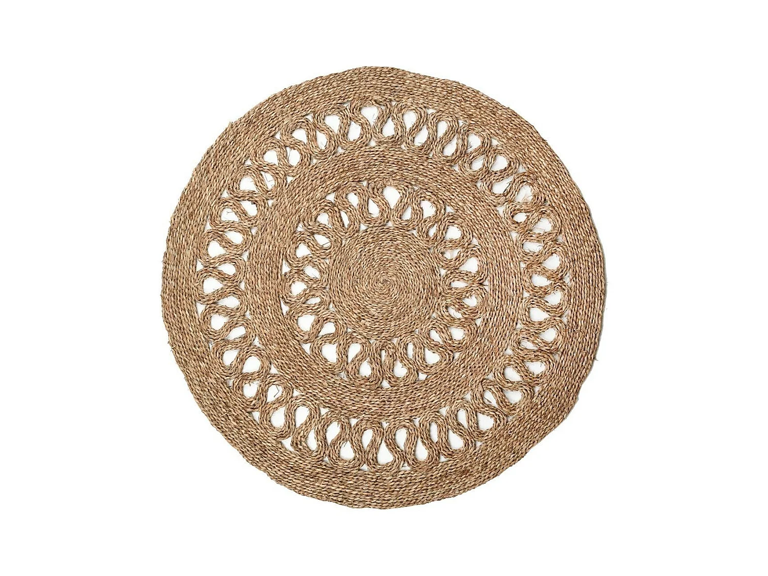 Tapis rond en jonc naturel Bohème