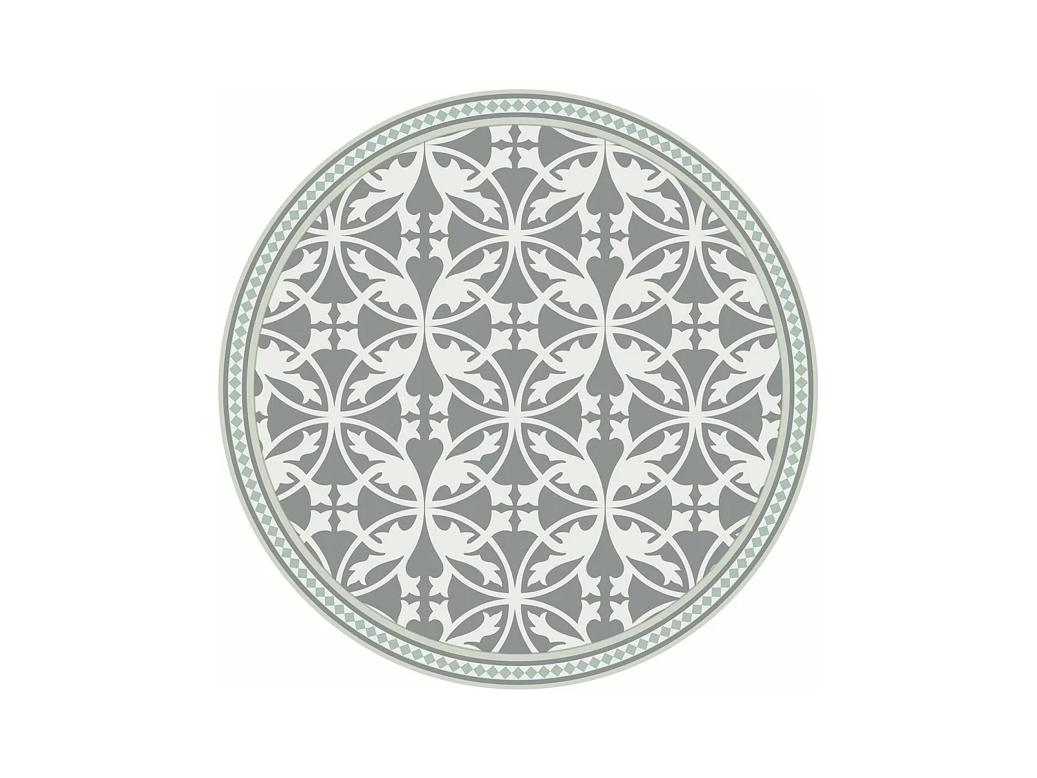 Tapis intérieur extérieur en vinyle carreaux de ciment feuilles Diamètre 100 cm