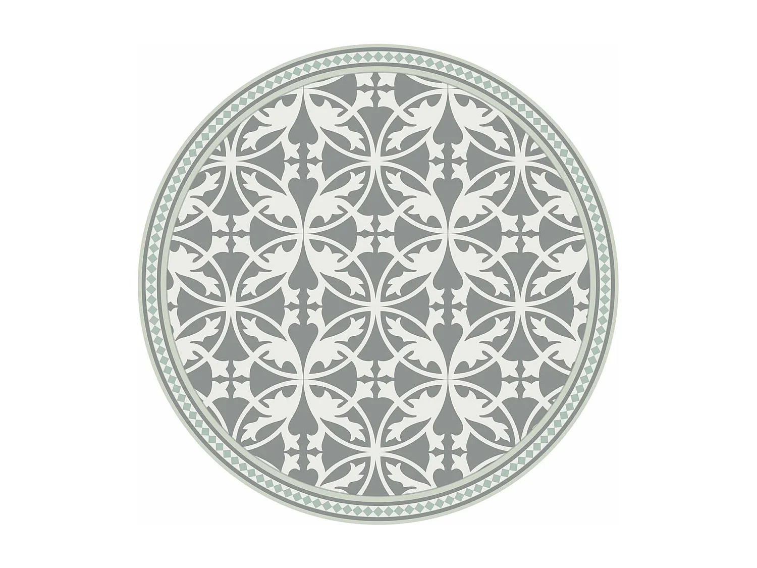 Tapis intérieur extérieur en vinyle carreaux de ciment feuilles Diamètre 100 cm