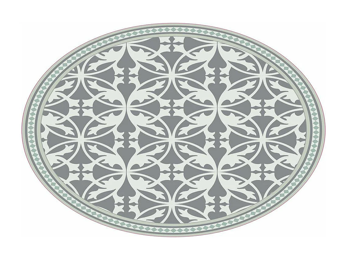 Tapis intérieur extérieur en vinyle carreaux de ciment feuilles Diamètre 100 cm