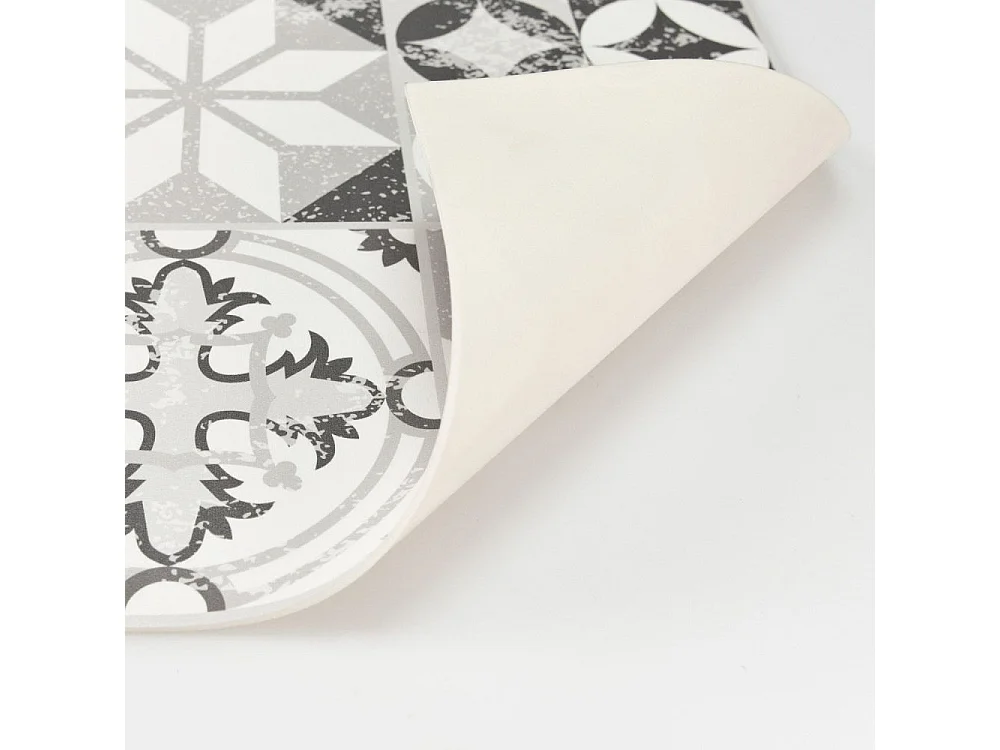 Tapis intérieur extérieur en vinyle carreaux de ciment feuilles Diamètre 100 cm