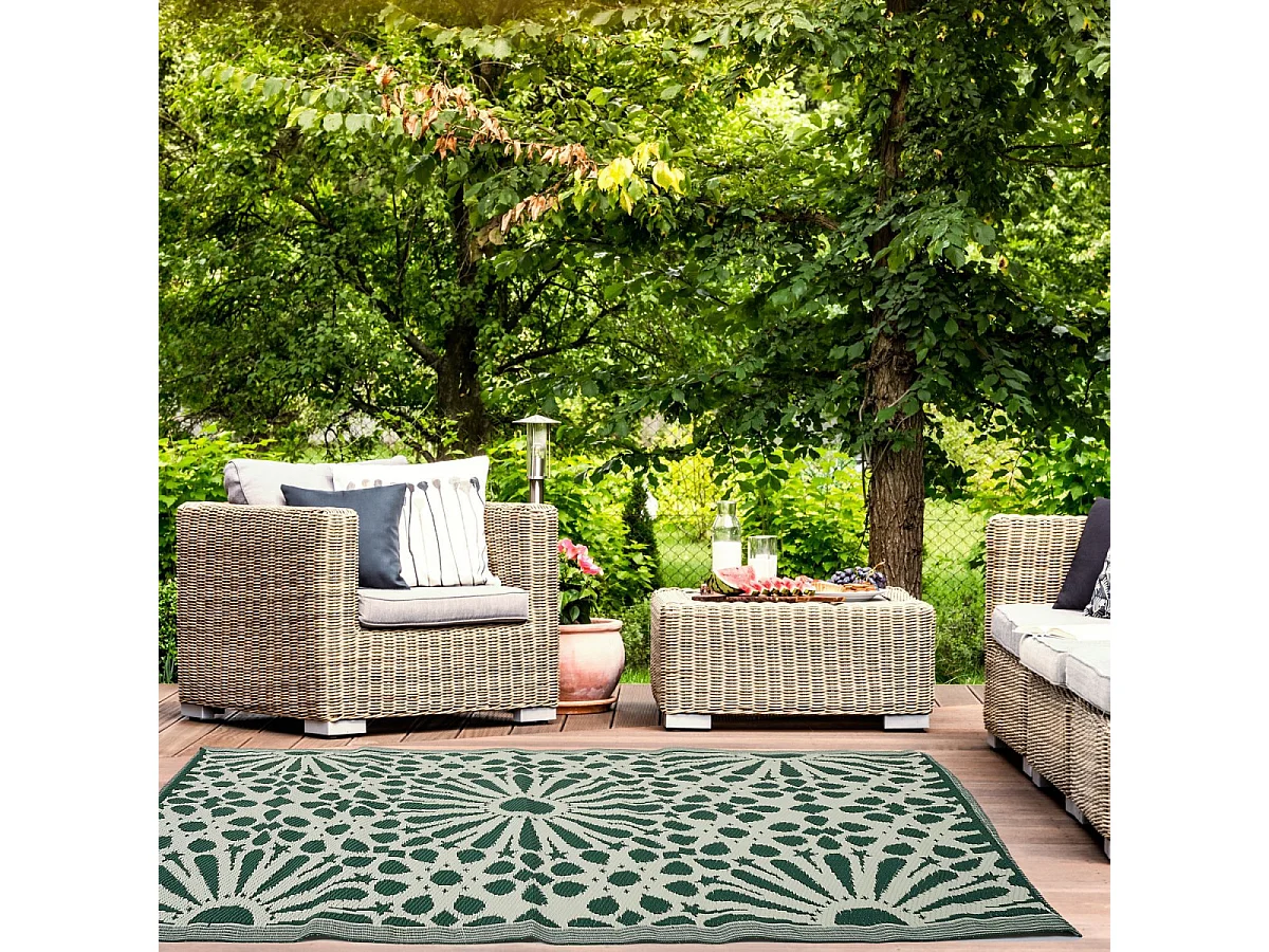 Tapis Déco Imprimé "Patio" 120x180cm Vert