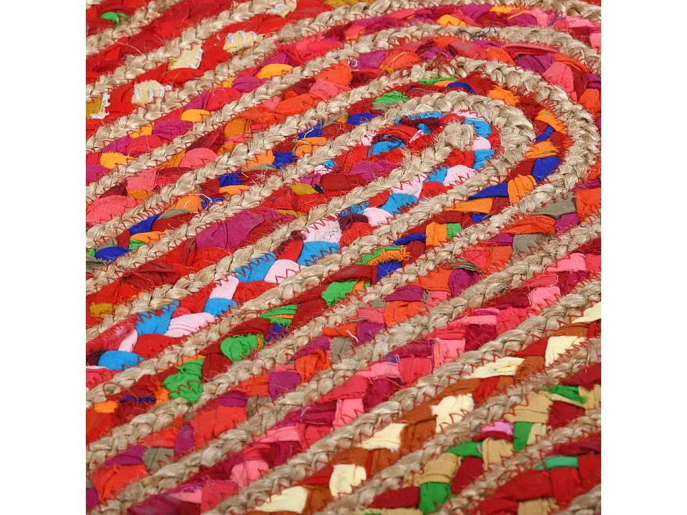 Tapis ovale coloré en jute et coton India 90 x 60 cm