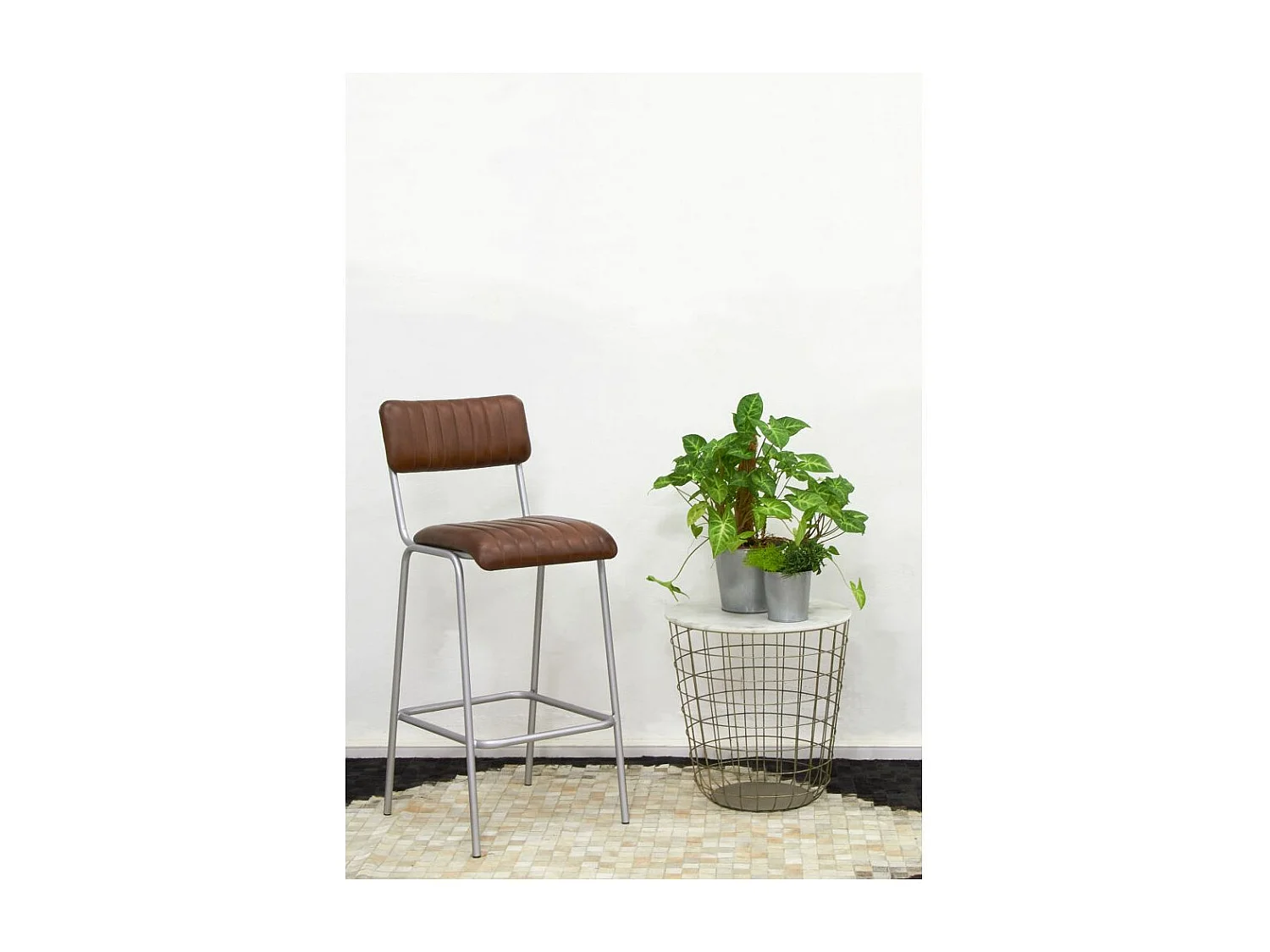 Tapis en peau de vache véritable Losange Noir et blanc