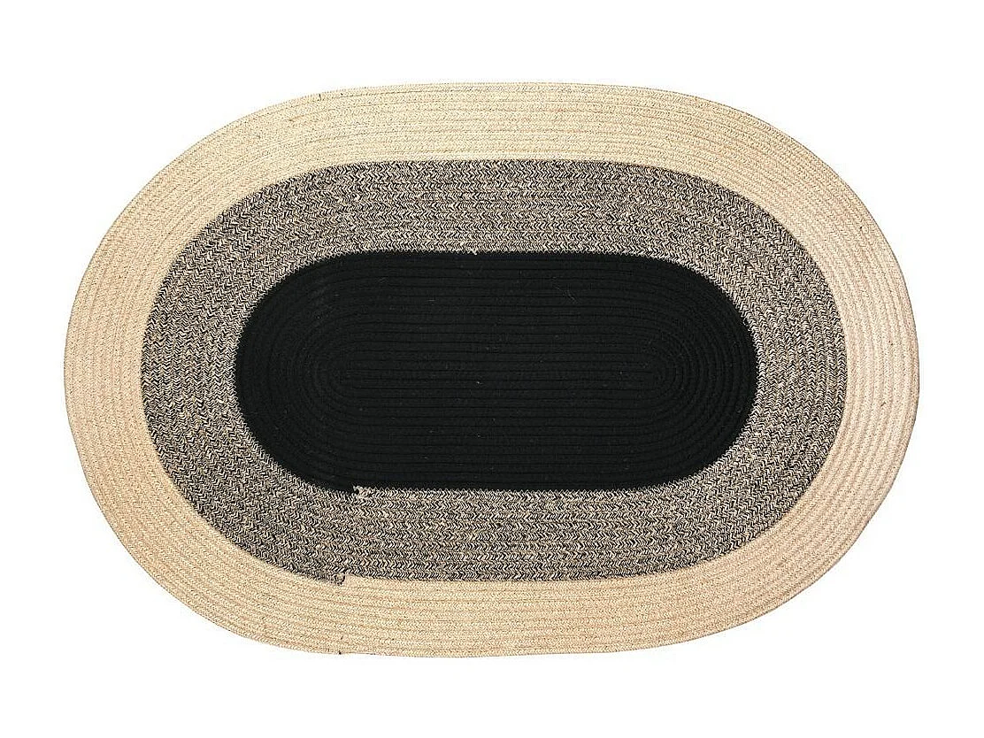 Tapis ovale en jute naturelle et teintée