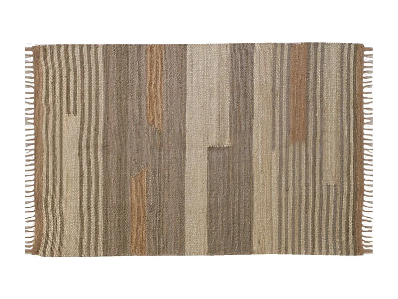 Tapis en jute naturel et coton naturel et teinté Ethnique Naturel et gris - 160 x 230 cm
