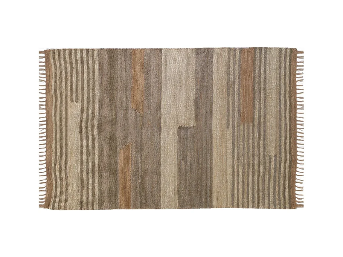 Tapis en jute naturel et coton naturel et teinté Ethnique Naturel et gris - 160 x 230 cm