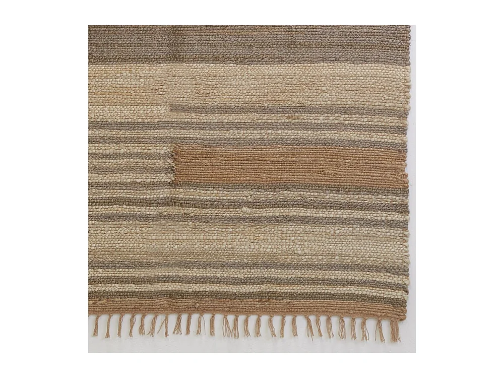 Tapis en jute naturel et coton naturel et teinté Ethnique Naturel et gris - 160 x 230 cm