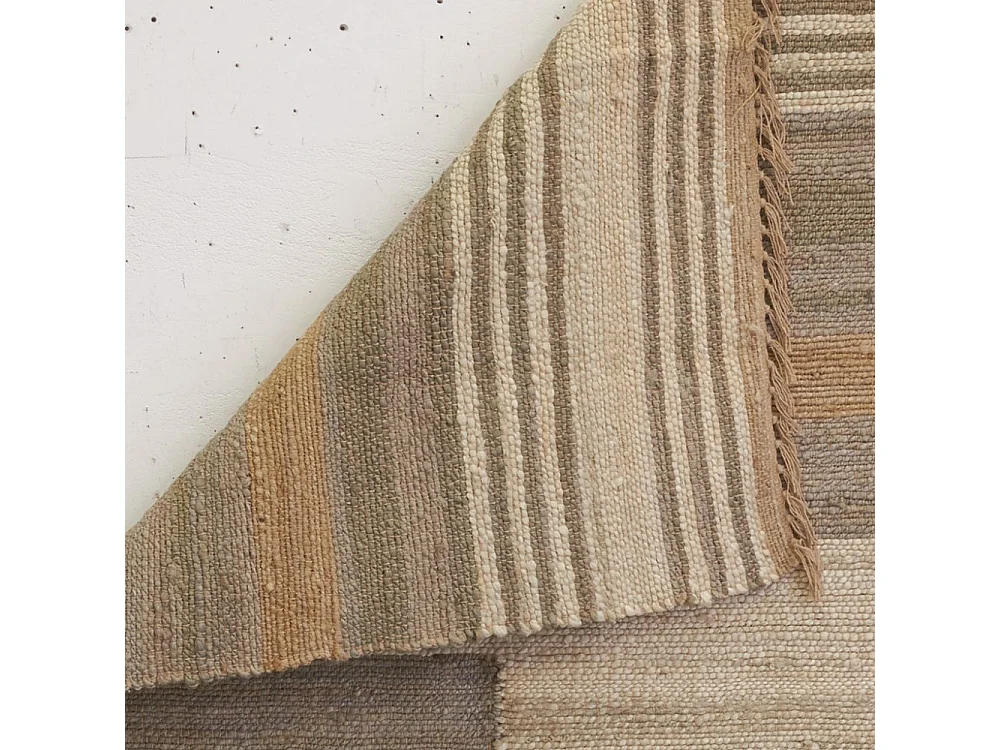 Tapis en jute naturel et coton naturel et teinté Ethnique Naturel et gris - 160 x 230 cm