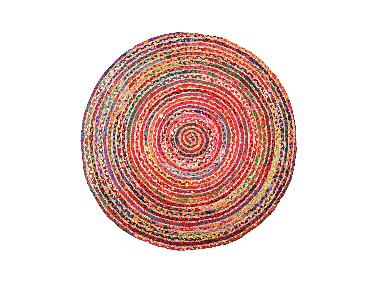 Tapis rond coloré en jute et en coton India Ø 120