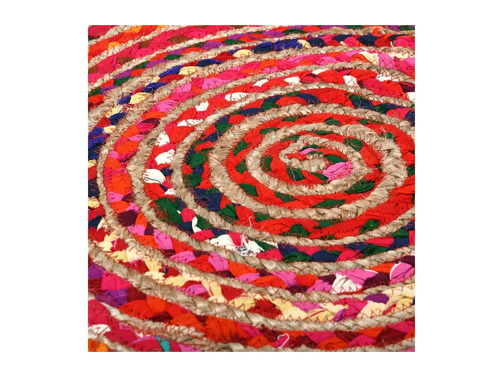Tapis rond coloré en jute et en coton India Ø 120