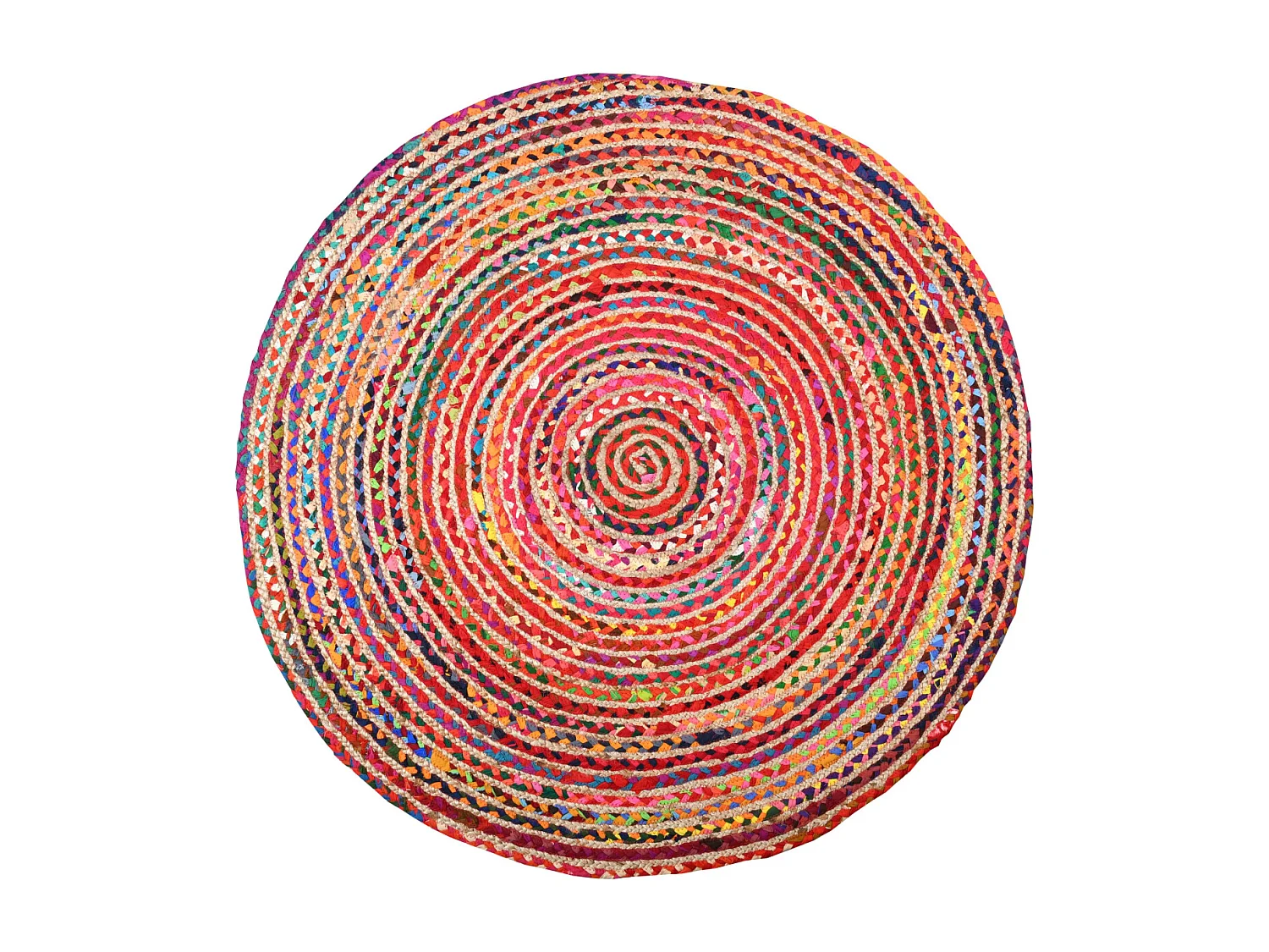 Tapis rond coloré en jute et en coton India Ø 120