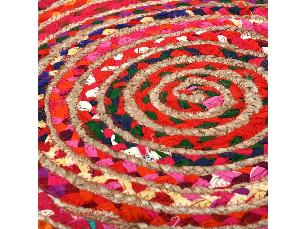 Tapis rond coloré en jute et en coton India Ø 120