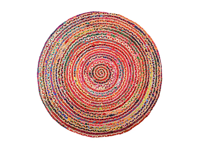 Tapis rond coloré en jute et en coton India Ø 120