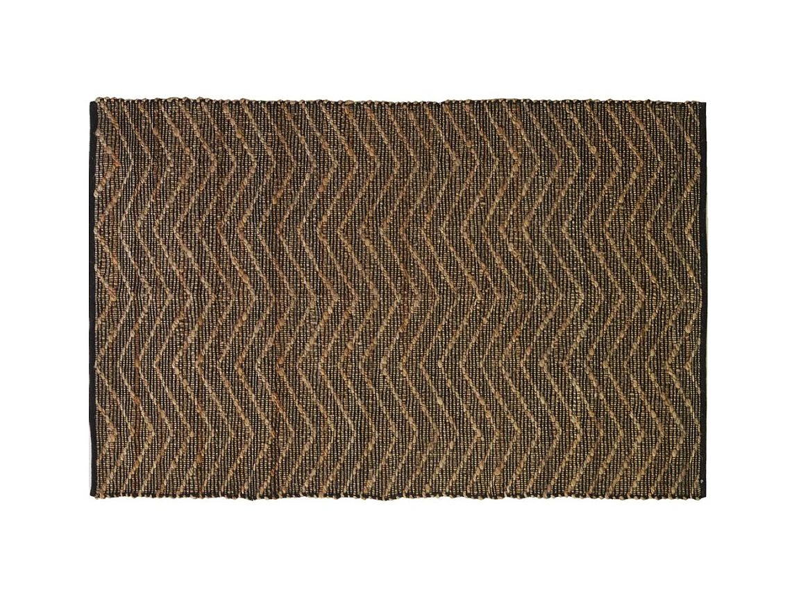 Tapis en jute et coton naturels Zig-zag Naturel et marron - 160 x 230 cm