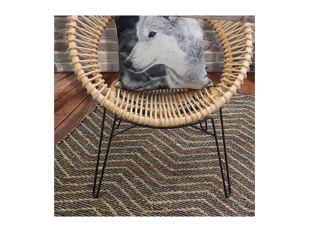 Tapis en jute et coton naturels Zig-zag Naturel et marron - 160 x 230 cm